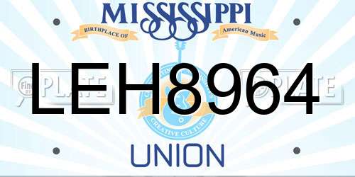 LEH8964 Mississippi License Plate