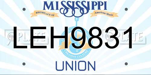 LEH9831 Mississippi License Plate