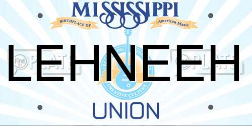 LEHNEEH Mississippi License Plate