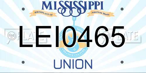 LEI0465 Mississippi License Plate