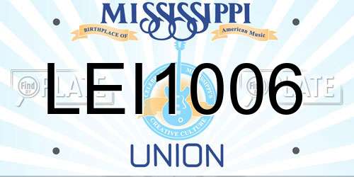 LEI1006 Mississippi License Plate
