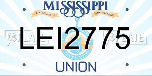 LEI2775 Mississippi License Plate