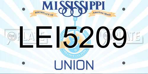 LEI5209 Mississippi License Plate