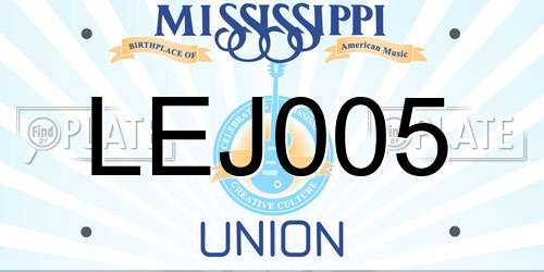 LEJ005 Mississippi License Plate