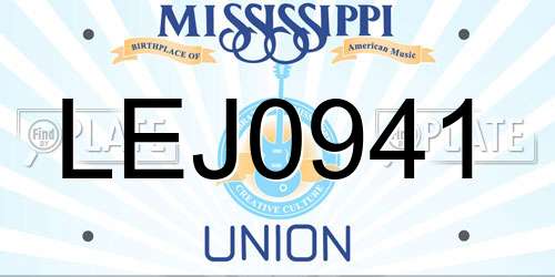 LEJ0941 Mississippi License Plate