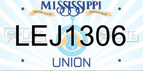 LEJ1306 Mississippi License Plate