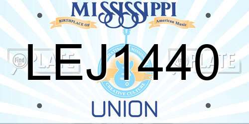 LEJ1440 Mississippi License Plate
