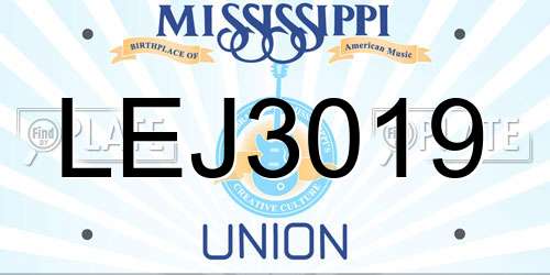 LEJ3019 Mississippi License Plate