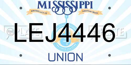 LEJ4446 Mississippi License Plate