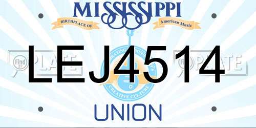 LEJ4514 Mississippi License Plate