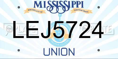 LEJ5724 Mississippi License Plate