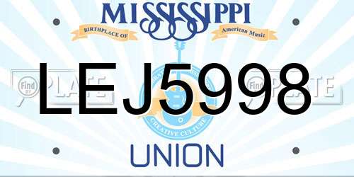 LEJ5998 Mississippi License Plate