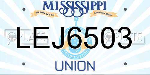 LEJ6503 Mississippi License Plate