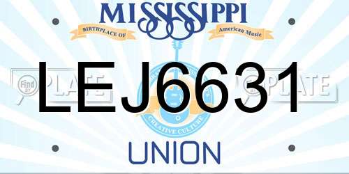 LEJ6631 Mississippi License Plate