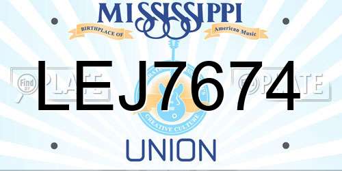 LEJ7674 Mississippi License Plate