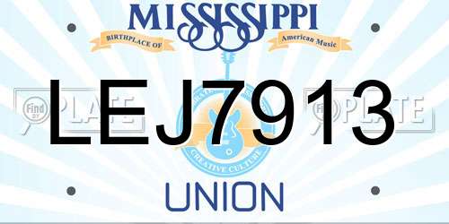 LEJ7913 Mississippi License Plate