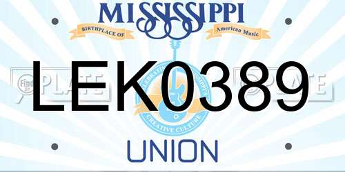 LEK0389 Mississippi License Plate