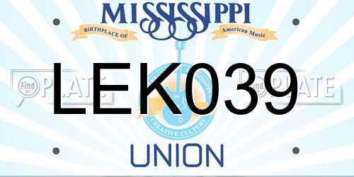 LEK039 Mississippi License Plate