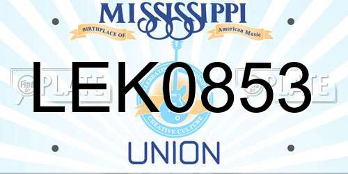 LEK0853 Mississippi License Plate