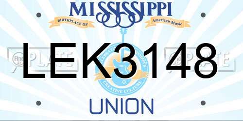 LEK3148 Mississippi License Plate
