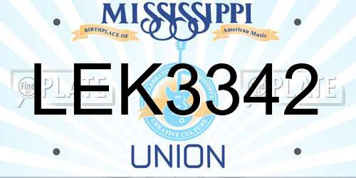 LEK3342 Mississippi License Plate