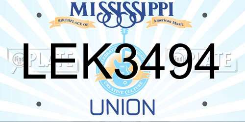 LEK3494 Mississippi License Plate