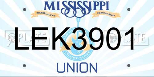 LEK3901 Mississippi License Plate