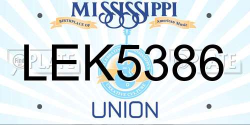 LEK5386 Mississippi License Plate