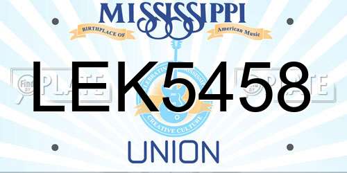 LEK5458 Mississippi License Plate