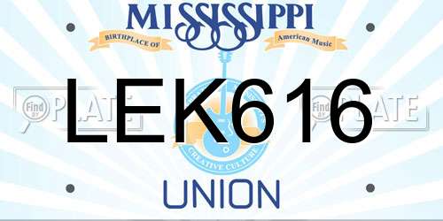 LEK616 Mississippi License Plate
