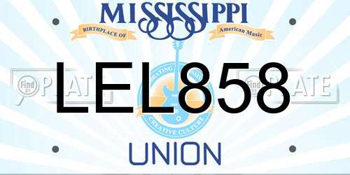 LEL858 Mississippi License Plate