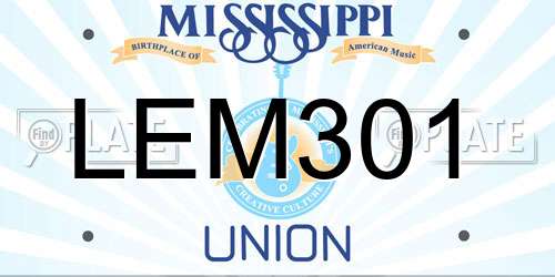 LEM301 Mississippi License Plate