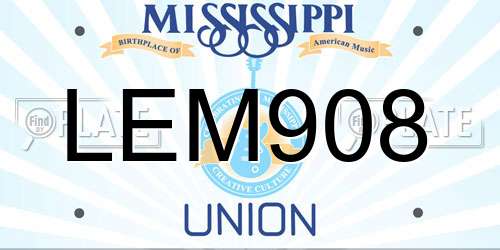 LEM908 Mississippi License Plate