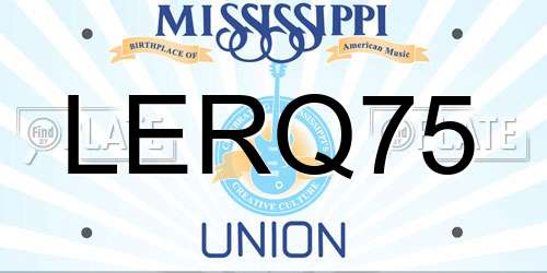 LERQ75 Mississippi License Plate
