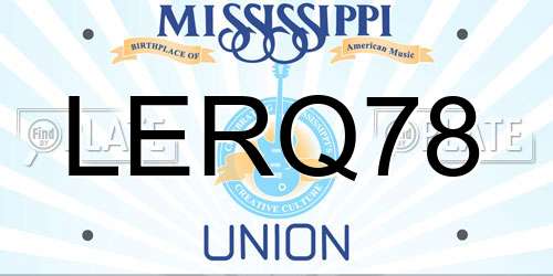 LERQ78 Mississippi License Plate