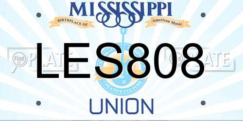 LES808 Mississippi License Plate