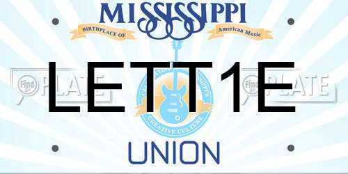 LETT1E Mississippi License Plate