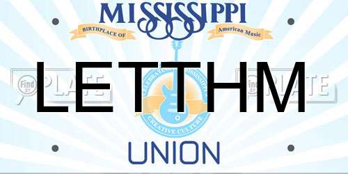 LETTHM Mississippi License Plate