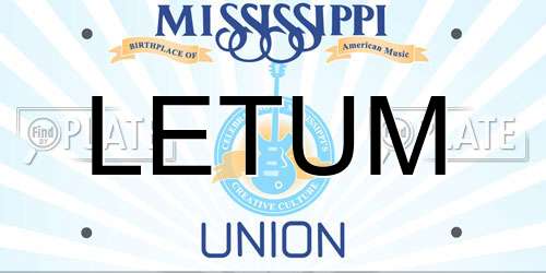 LETUM Mississippi License Plate