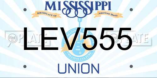 LEV555 Mississippi License Plate