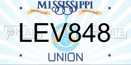 LEV848 Mississippi License Plate