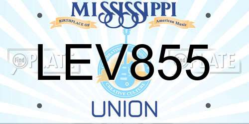 LEV855 Mississippi License Plate