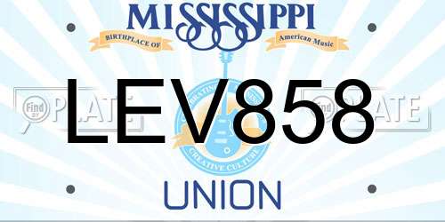 LEV858 Mississippi License Plate