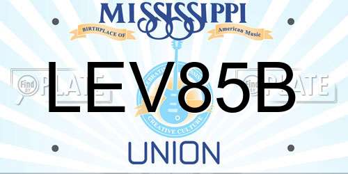LEV85B Mississippi License Plate