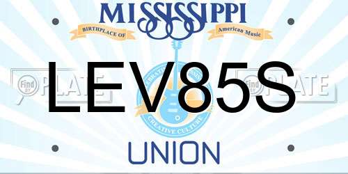LEV85S Mississippi License Plate