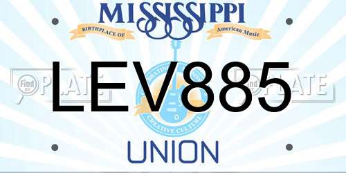 LEV885 Mississippi License Plate