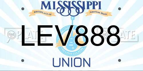 LEV888 Mississippi License Plate