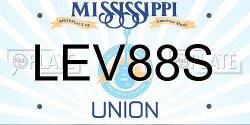LEV88S Mississippi License Plate