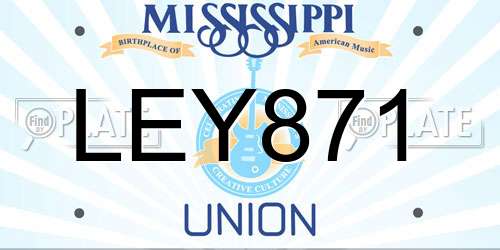 LEY871 Mississippi License Plate