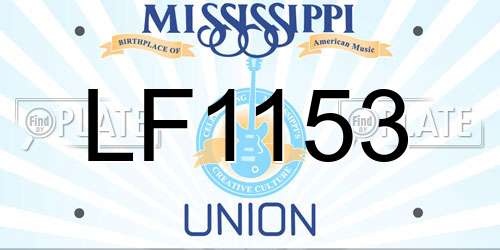 LF1153 Mississippi License Plate